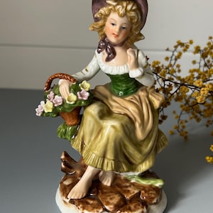 Porcelain Girl Figurine | MR Crown Mark c.1950s