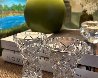 Zajecar / Cristal / Jarrón para flores / 24% plomo / Corte diamante / Hecho en Yugoslavia / Vintage /