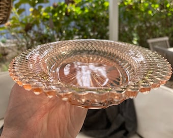 Anchor Hocking Pink Depression Glass | Miss America | Diamond Pattern Oval Platter | Vintage 1930s Cut Glass