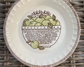 Vintage Ovenproof Apple Pie Recipe Plate | Royal China by Jeannette | Charming Baking Plate | Made in USA | Collectible Kitchenware