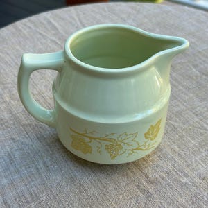 1940s |  Vine Motif Jug | Pale Green Ceramic | MCM Kitchen Deco | Vase | Cottage Countryhouse Farmhouse