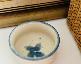Blue Rim Salt Cellar | Handcrafted Studio Pottery