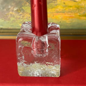 Square Ice Block Glass Candle Holder | Blenko MCM