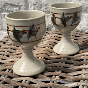 Beaufort Pottery Stoneware Goblets | Vintage Wine Cups | Artisan Crafted | 1978-1987