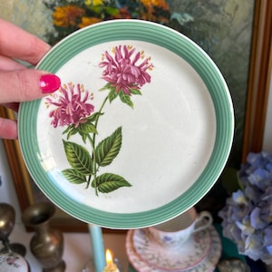 Holz & Söhne | Ringwood Ware Dekorative Platte | rosa Blumenmuster Mid-Century England