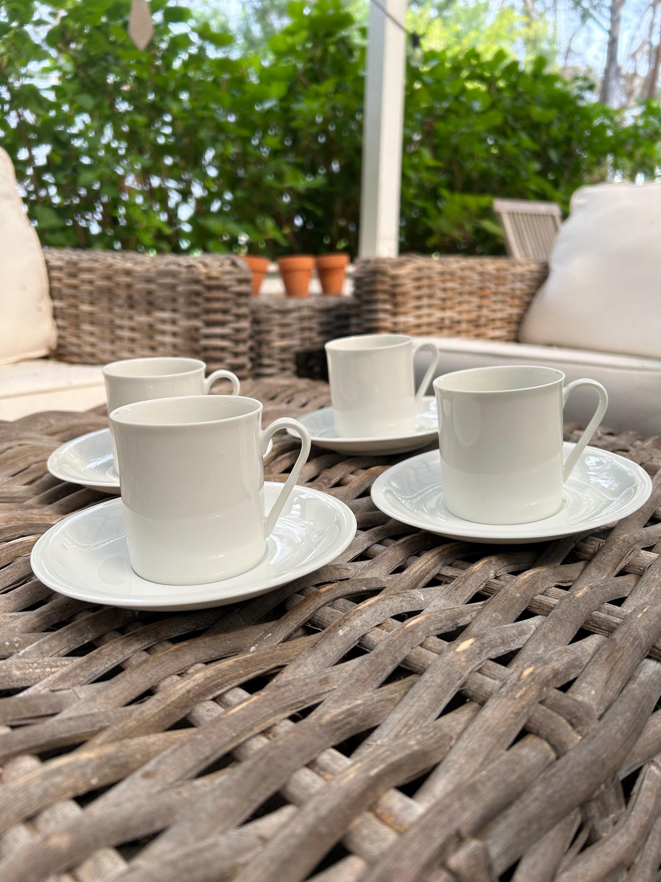 Lot de 6 tasses et sous tasses en verre et métal argenté vintage - Arts de la table