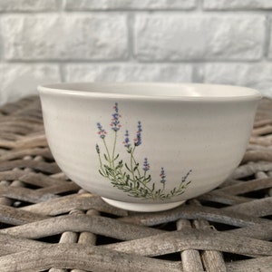 White Ceramic Set | Lavender Design | Bowl, Cup & Saucer/Soap Dish image 6