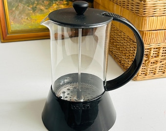Cafetera de prensa francesa Bodum Presso / Negra clásica / 1 litro / Diseño de Carsten Jorgensen / Cafetera/tetera danesa / Cocina escandinava de los años 80