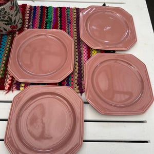 Mikasa |  Englischer Chintz | Beilagenteller | C6105 | Rose Grau | 4er-Set | Vintage Achteckiges Steingut | Salat Dessert Teller