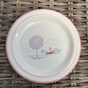 Ceramica Galles | Dinner Plate | Italian Round| Pasta | Farmhouse Decor | Italian Vintage | Blue White Red | Apple Tree  | Replacement
