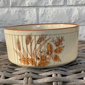Piatto per soufflé giapponese anni &#39;80 / Design con gambo di grano e fiori / Casseruola da 1,5 litri / Adatto a forno e microonde