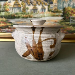 Australian Studio Pottery | Sugar Bowl | Handcrafted Lidded Jar | Vintage 1970s | Rustic Earth Tones | Farmhouse