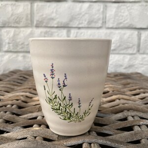 White Ceramic Set | Lavender Design | Bowl, Cup & Saucer/Soap Dish image 4