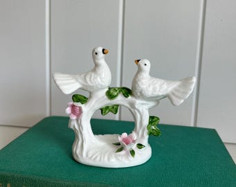 Porcelain Doves Figurine | Taiwan Floral Pair