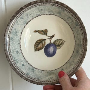 Johnson Brothers | Manorwood | Bowl | Replacement | Made in England | Cottagecore Farmhouse | Fruit Pattern | Blue/Grey | One bowl only