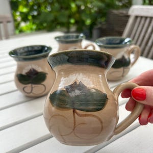 Australian Studio Pottery Mugs | Earthly Collections Gumnut Design | Set of 4 Artisan Handcrafted Pieces