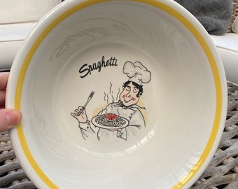 Vintage San Marciano Ceramiche Spaghetti Bowl | 1980s Italian Chef Design | Collectible Italian Pottery