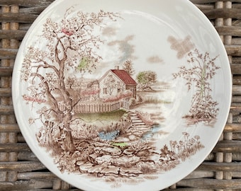 Vintage Johnson Bros "Spring" Dinner Plate | 1960s English Cottage Scene | Collectible Porcelain