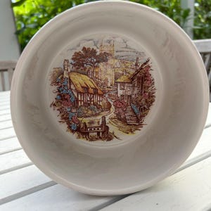 Milton Brook | Stoneware | Pudding Basin | Vintage English Ovenware | Countryside Scene | Dessert | Christmas | Bakeware | Farmhouse