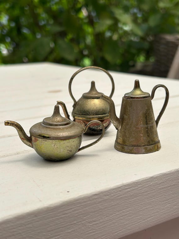 Lid Vintage Coffee Pots Collectibles Miniature Brass Teapots And