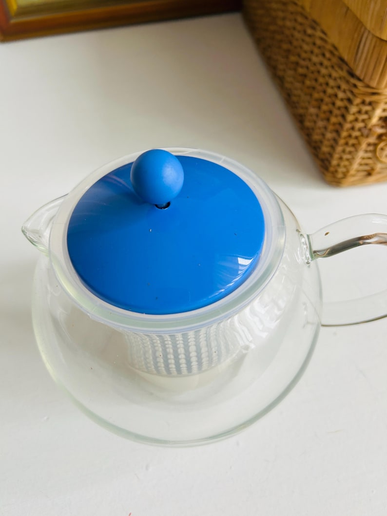 Vintage 1990s Bodum Assam Tea Press | Vibrant Blue Teapot | Danish Design | Heat-Resistant Glass | 1L Capacity | Scandinavian Kitchen Decor image 17