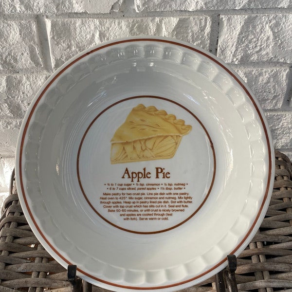 Vintage Winley Fine Porcelain Baking Dish | Apple Pie Recipe Design | Oven-to-Table Ceramic Dish | Collectible Kitchenware