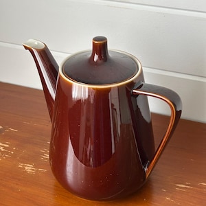 Villeroy and Boch | Enamel Coffee Pot No. 2 |  Luxembourg | Bistro Ware | Brown & White Vintage 1970s | Retro Home