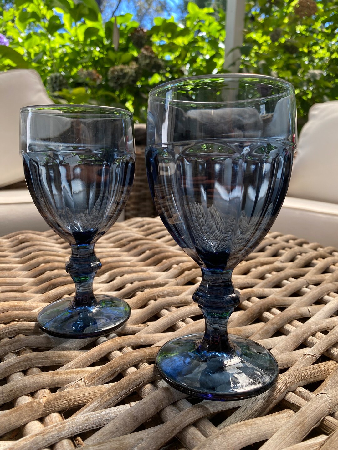 Libbey Gibraltar Cobalt Blue Iced Tea Goblets Duratuff 1990s Retro