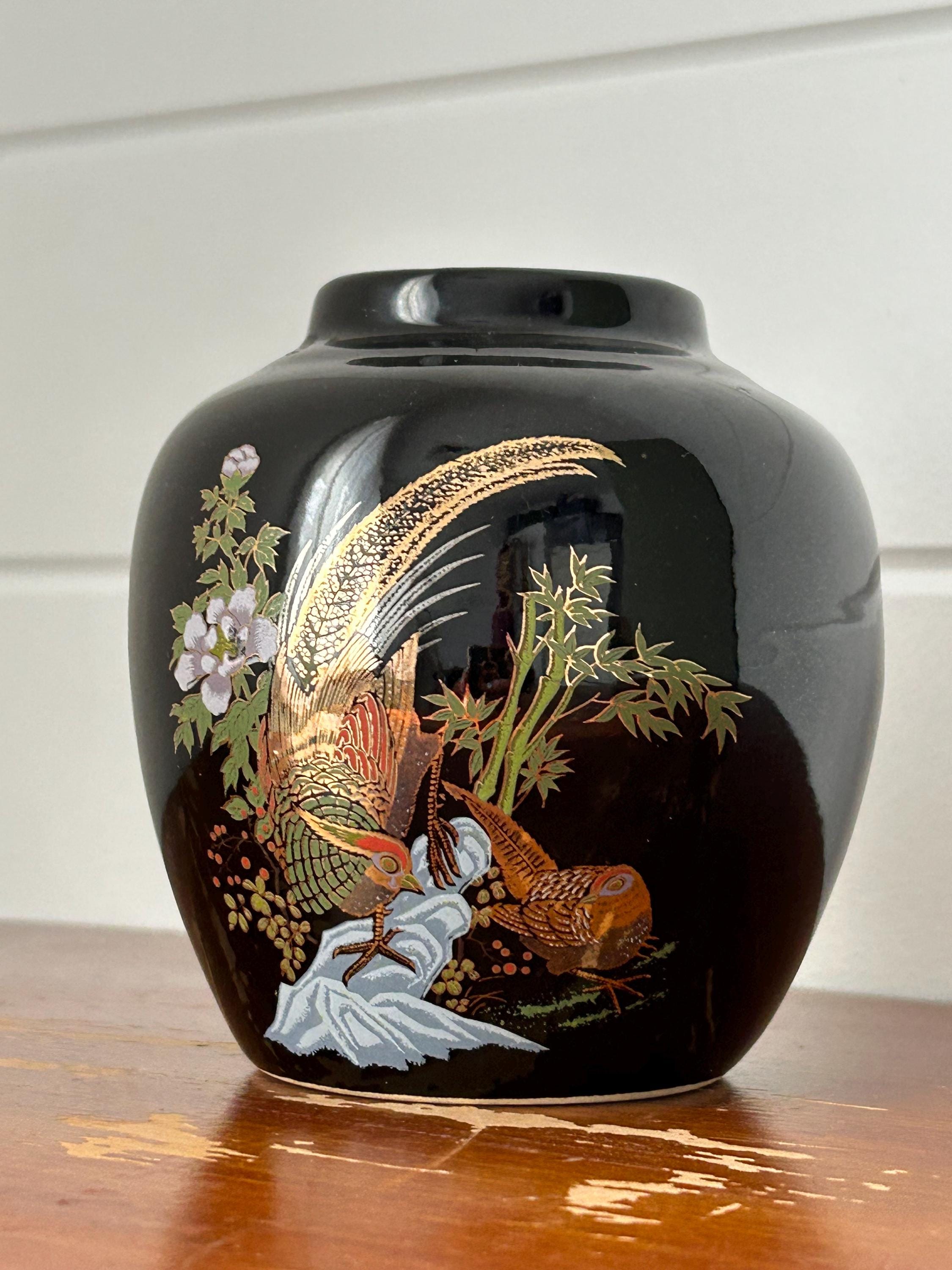 陶器花瓶 金色装飾 青い陶器の花瓶 金色の装飾 Clay（フラワーベース