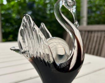 Vintage 1950's Hand Blown Glass Swan Candy Dish - MCM Decor - Etsy