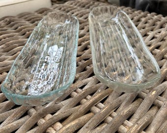 Ripple Glass Serving Trays | Set of 2 | 1980s AU Made