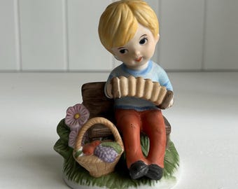 Boy with Accordion Figurine | Made in Korea