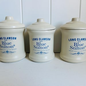 Tarros de cerámica para queso Stilton azul Long Clawson de London Pottery / Almacenamiento de cocina vintage / Pequeños / Decoración coleccionable / Juego de tres