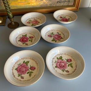 Alfred Meakin | Pink Rose Eleganz | Schälchen | 6er-Set | Gold rosa floral | Zeitloses Vintage | 1940er Jahre
