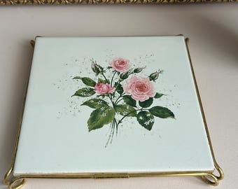 MAGNIFIQUE ANCIEN DESSOUS De Plat En Faïence Décoré D'une Rose Shabby Art Déco EUR 45,00 - FR