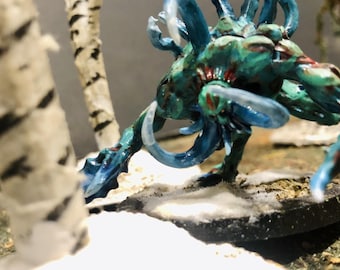 Painted Chaos Spawn Miniature, Winter Theme, 50mm Base