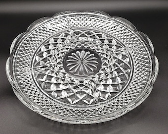 Vintage Anchor Hocking Wexford 11&quot; Round 5 Part Relish Plate with center seat