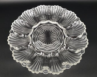 Vintage Anchor Hocking Pattern 896 Clear Glass Deviled Egg Platter