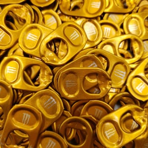 100 Yellow, Gold Aluminum Soda Can Tabs, Pop Tabs, Pop Tops, Pull Tabs, Tabs