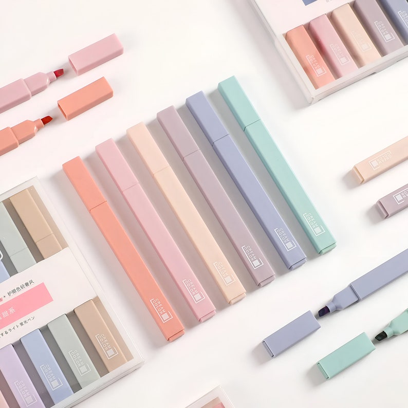 6 Pieces Pack of Kawaii Pastel Highlighters Waterbased Cute Etsy