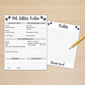 Printable Pet Sitter Instructions: Dog & Cat Care Guide (PDF Printable Download)
