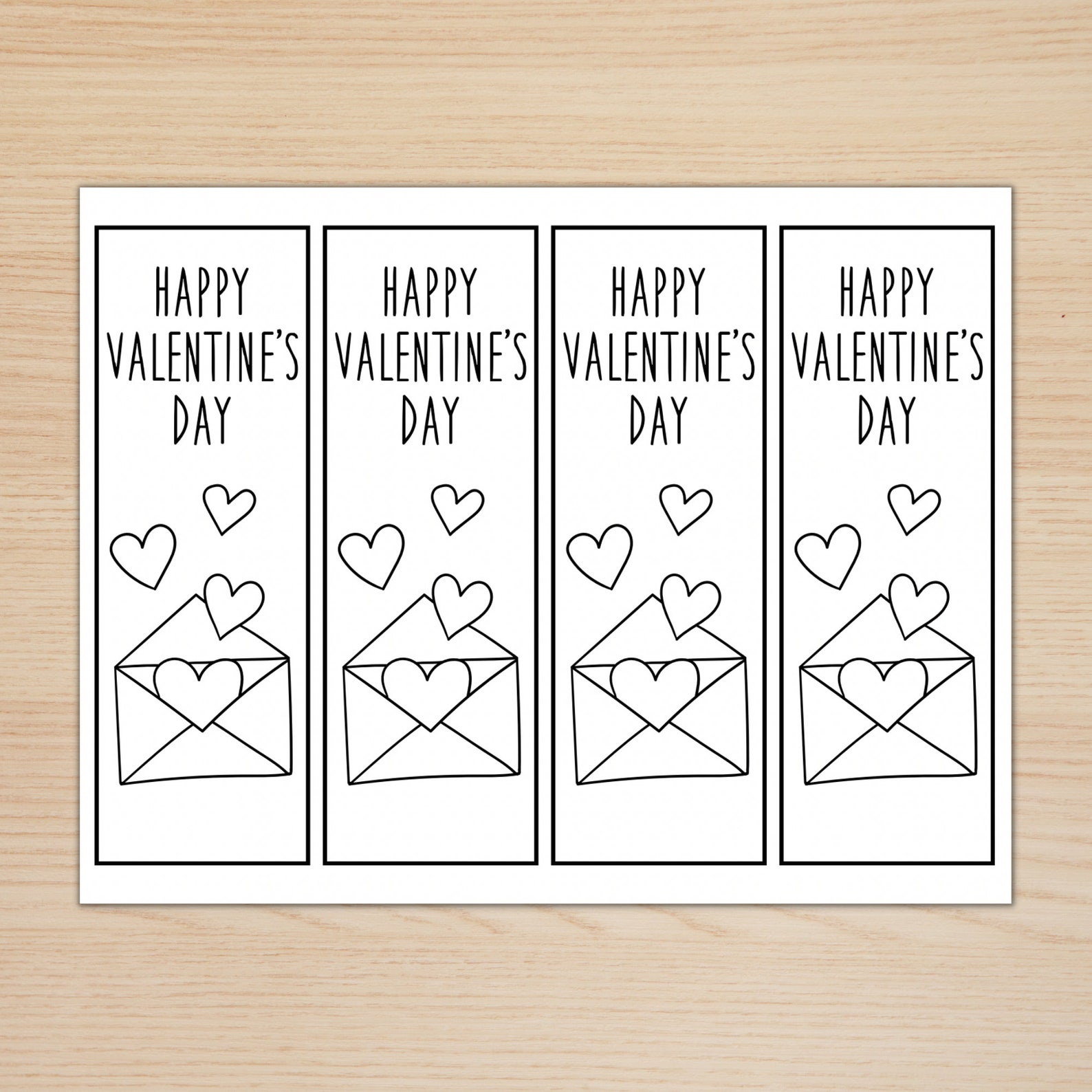 Valentine's Day Printable Bookmarks, Color Your Own Valentine Bookmark, Valentine's Day Class ...