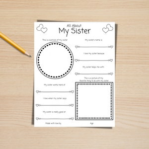 Alles über meine Schwester Printable, Geburtstagskarte für Schwester, Schwesterfragebogen