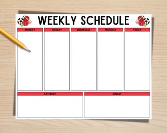 Sports Themed Weekly Schedule, Printable Daily Schedule for Kids, Week at a Glance Activity Planner
