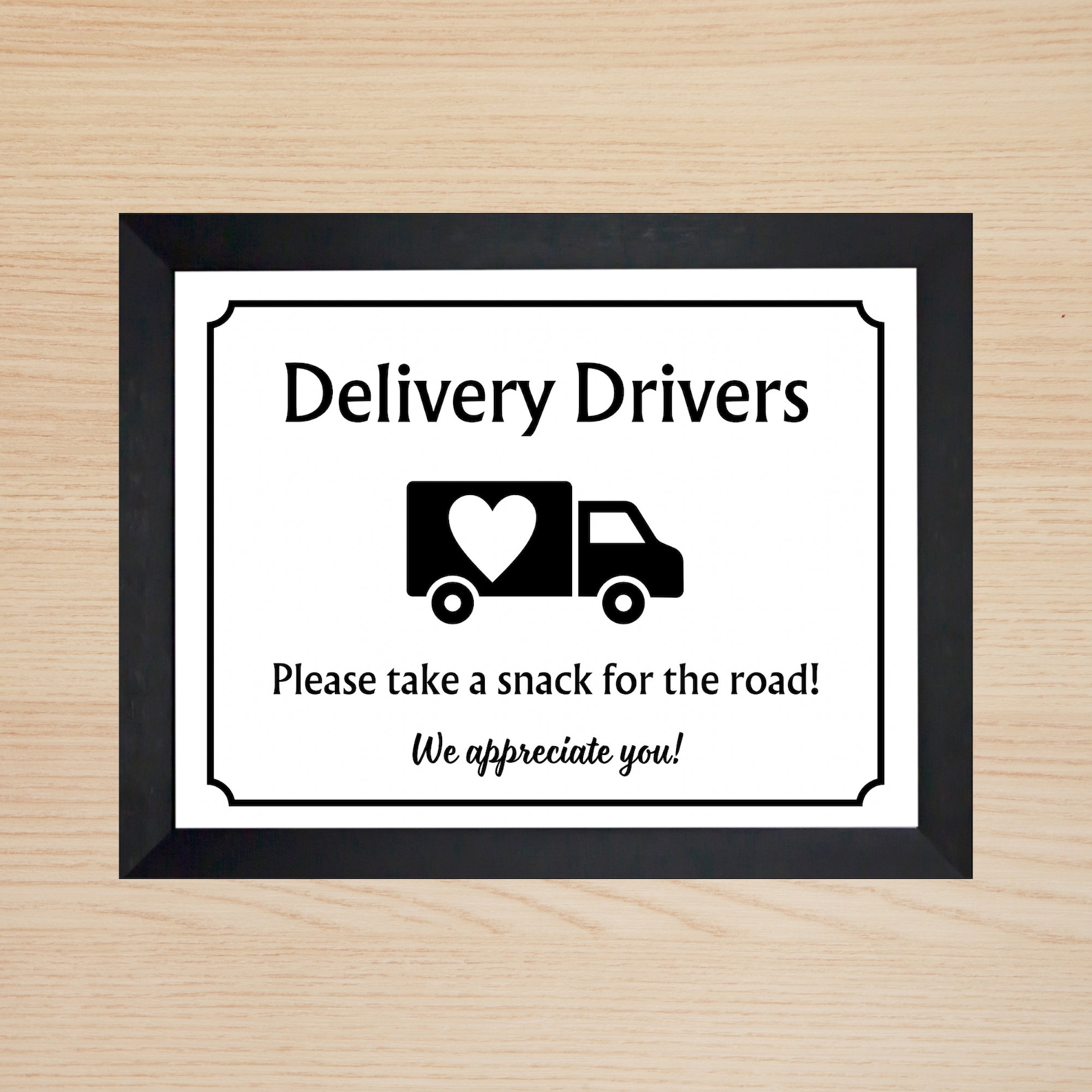 Printable Delivery Driver Snack Sign, Thank You Delivery Drivers