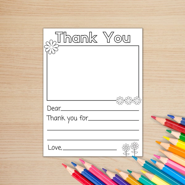 Thank You Printable, Kids Thank You Note, Fill in the Blank Thank You Card