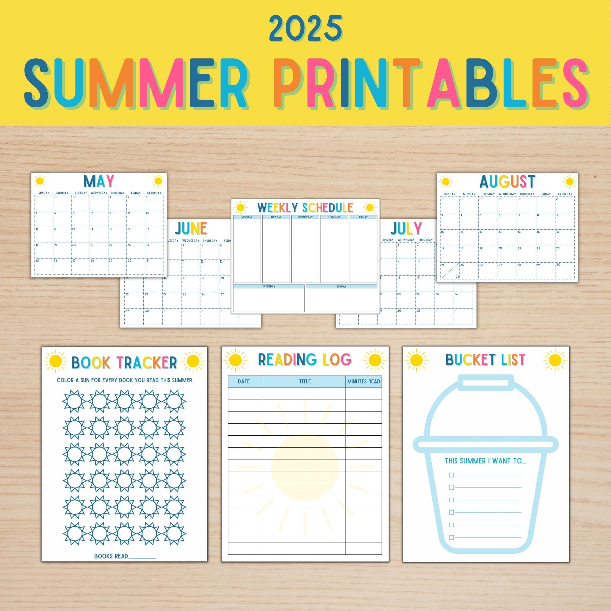 2025 Summer Planner for Kids, Summer Schedule, Summer Printables, Reading Log, Summer Bucket List, Summer Calendar