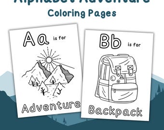 ABC Outdoor Alphabet Adventure Coloring Pages – Camping, Nature & Travel Printable for Kids