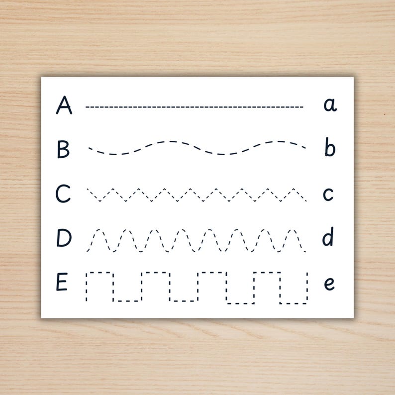 Fine Motor Line Tracing Worksheets, Uppercase to Lowercase Letter
