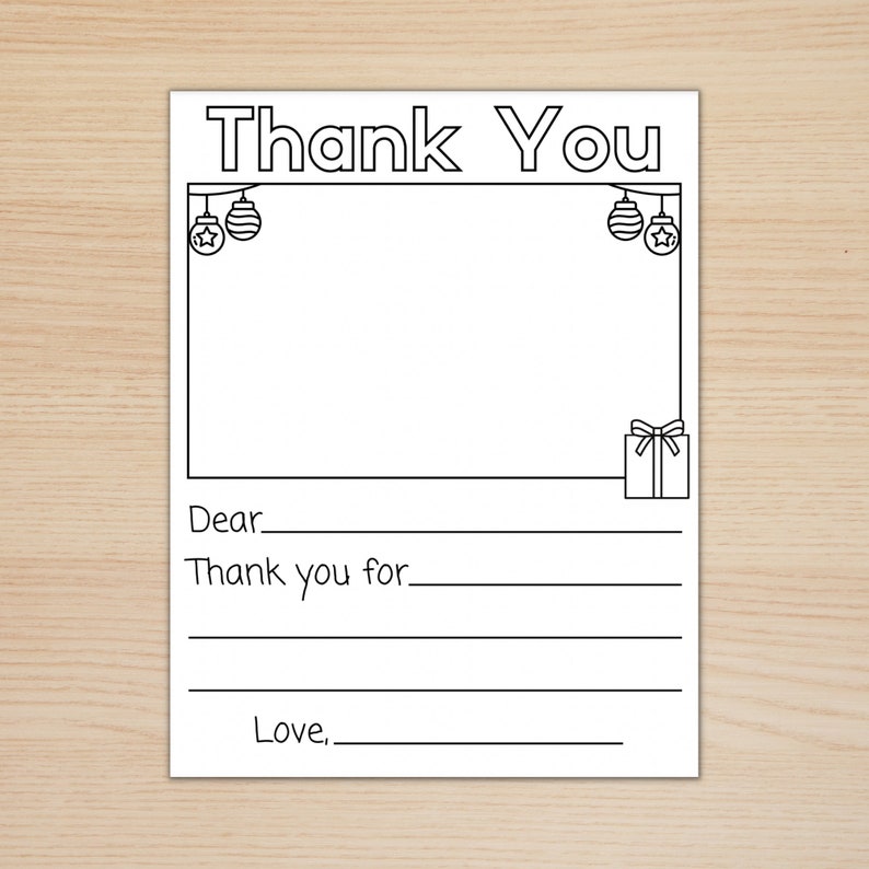 Christmas Thank You Printable, Thank You Note From Kids, Draw and Write ...